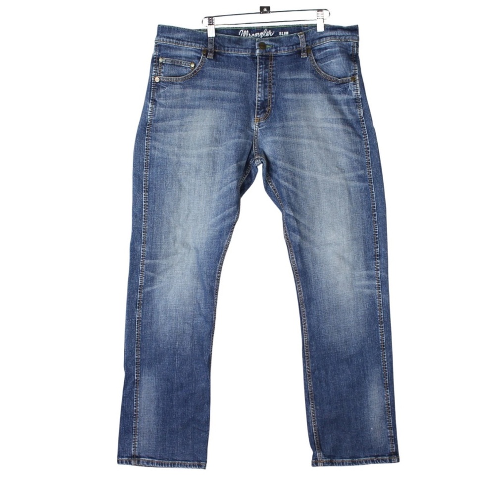 Wrangler Jeans Retro Slim Straight Western Denim Cowboy Men's 37x30 Blue Rodeo